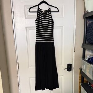 Chic Striped Black and White Maxi Dress